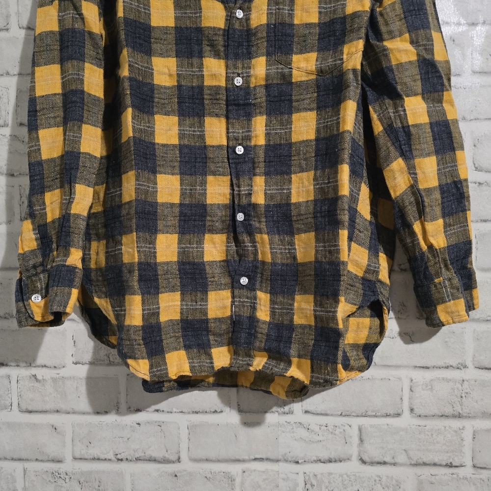 EUC Frank & Eileen Joedy Linen Button Up Grey/Yellow Plaid Size XS - Picture 5 of 7